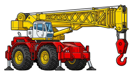 Obraz premium A large red and yellow mobile crane.