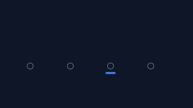 Minimalist loading animation with moving blue progress bar and circular on dark 4k background interface