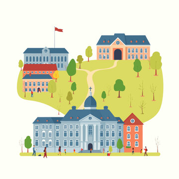 Colorful Campus Buildings and Grounds
