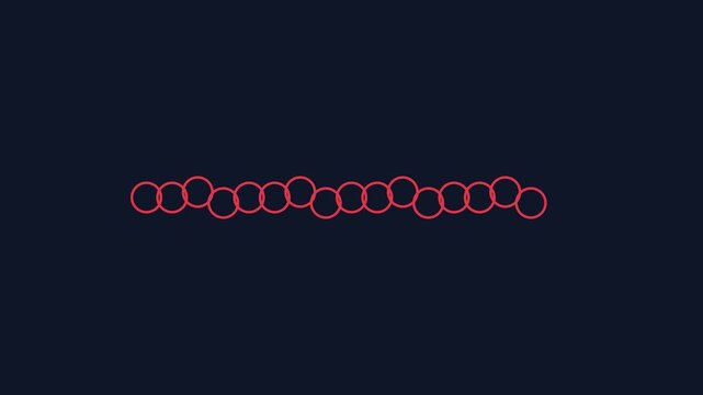Minimalist red circle chain loading animation on dark 4k background, for digital interface, progress