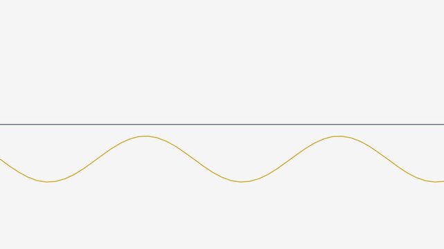 Minimalist sine wave animation: smooth oscillating yellow line on clean 4k white background oscillation