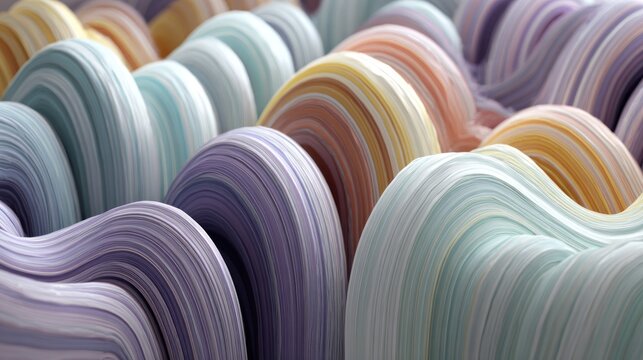 Rows of undulating, multi-colored abstract tubes create a mesmerizing background texture.