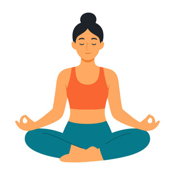 Young woman practicing yoga meditation vector illustration