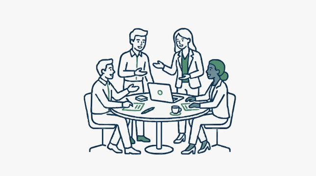 Business Meeting or Team Discussion Illustration