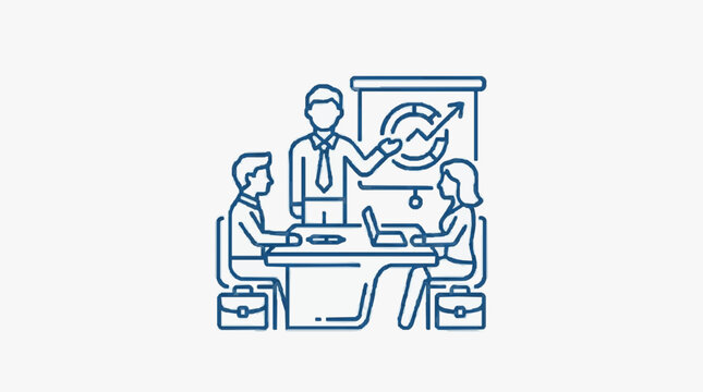 Business Meeting with Presentation and Analytics