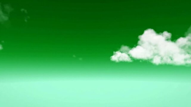 Green screen background, with moving clouds, animation for compositing, and virtual production, png. ai generated