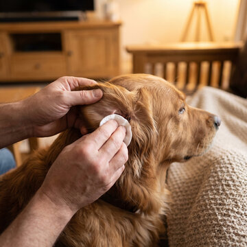 hand cleaning pet ears,pet ear cleaning,dog ear cleaning,cat ear cleaning,pet care,pet hygiene,dog,cat,home care,pet owner,hand closeup,animal care,ear care,pet wellness,cleaning routine,companion ani