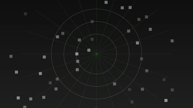 Digital radar screen interface with scanning motion and data points for technology and cybersecurity concepts animation 4k