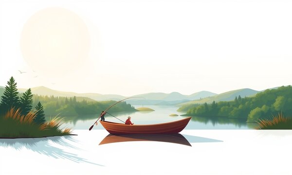 Fishing Boat On Lake