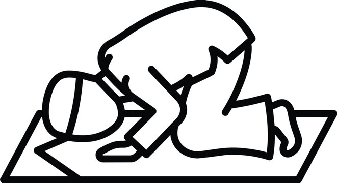 Muslim man performing prostration prayer on a mat icon