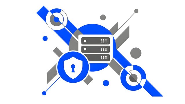 Cybersecurity Server Protection Vector Illustration with Secure Database, Shield Lock, Network Security, Data Center Infrastructure and Cloud Security Technology
