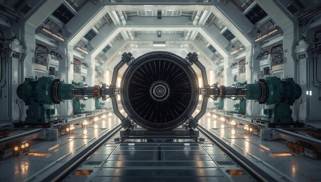 Symmetrical Robotic Inspection Of Aerospace Turbine Engine In Advanced Engineering Testing Laboratory Facility