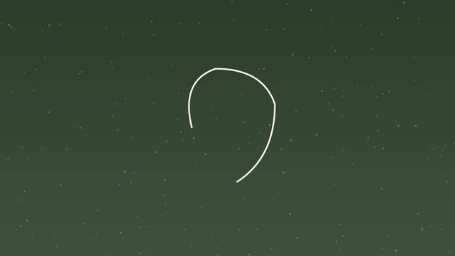Minimalist animation 4k white line of a human face outline on dark green background, line face profile