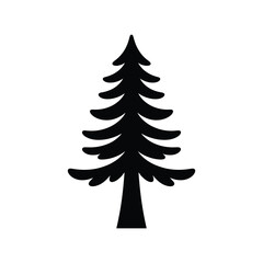 Obraz premium Black silhouette fir tree icon isolated on white background.