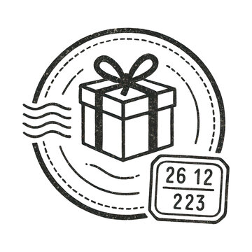 PNG Vintage postal gift stamp illustration.