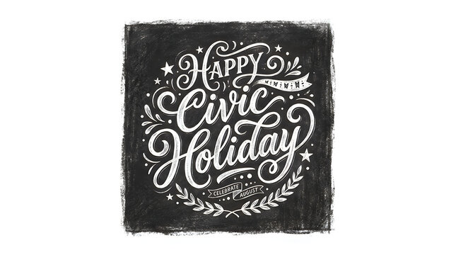 Happy civic holiday hand lettering chalk board design