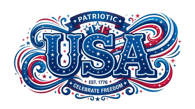Patriotic usa typography design for independence day
