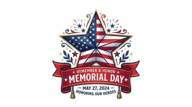 Memorial day 2024 patriotic star banner illustration