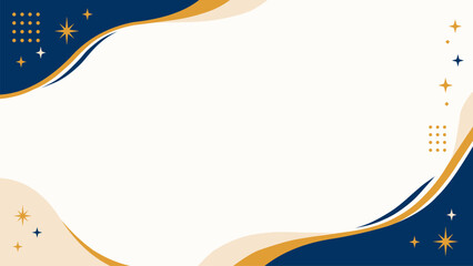 Luxury navy gold wave corporate frame abstract background elegant border wavy line star icon copy space modern design template for business banner, invitation, presentation slide, and greeting © ZENTHRA