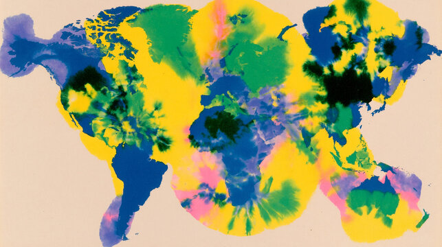 x-default Abstract Colorful World Map Paint Splash Concept Illustration