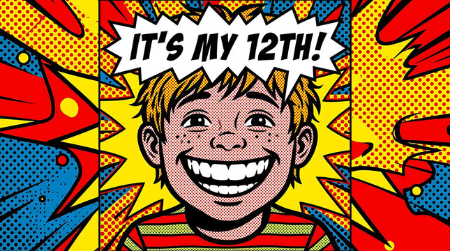 Happy 12th Birthday Boy Comic "12th birthday"