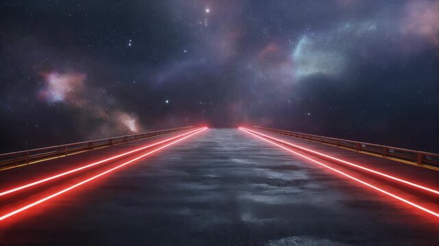 Futuristic Space Platform Nebula 4K Generative AI
