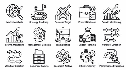 Collection of flat design icons representing various business and lifestyle concepts. © Sobo