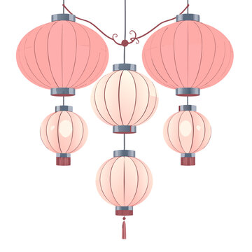 Pink Lanterns in Various Sizes