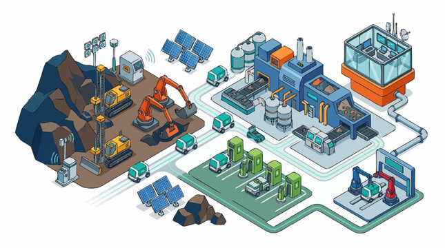 Industrial factory with mining operations.