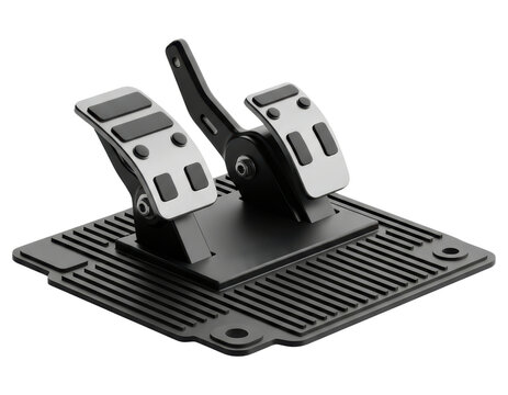 Modern racing simulator dual pedal set for gaming over transparent background