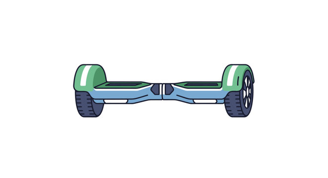A green and blue hoverboard on a white background.