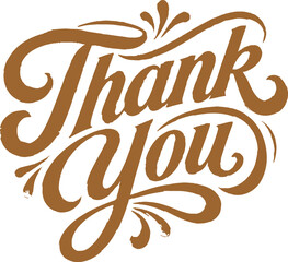 Fototapeta premium Luxury Thank You Typography Lettering in Gold Script Calligraphy Isolated on White Background