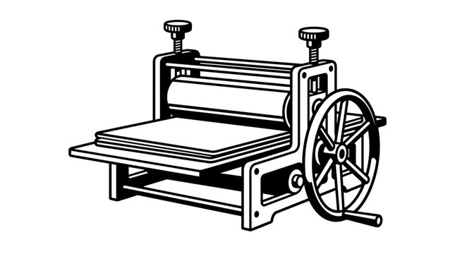 Vintage Printing Press Machine Illustration 1.