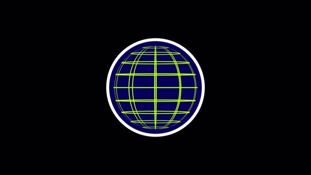 Rotating Neon Green Wireframe Globe on Dark Background