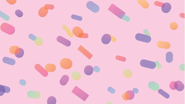 Colorful Abstract Confetti Pattern on Soft Pink Background