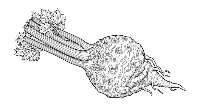 Celeriac Root Vegetable Illustration - Hand Drawn Sketch