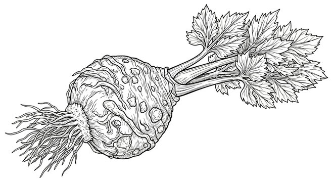 Celeriac Root Vegetable Illustration