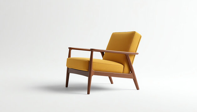Yellow Modern armchair on white background, included clipping path