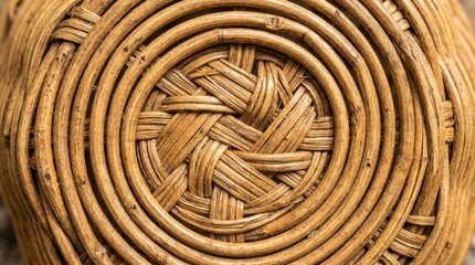 Fototapeta premium Close up view of woven rattan basket bottom texture design