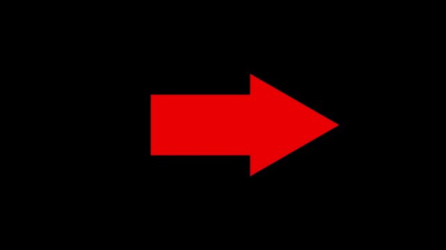 Red arrow on black background direction navigation