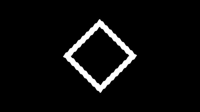 White diamond shape on black background
