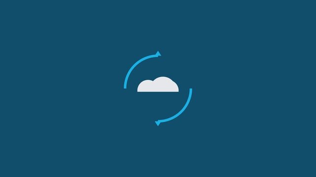 Cloud sync loading animation with rotating circular progress indicator for digital data transfer and network connectivity interface 4k