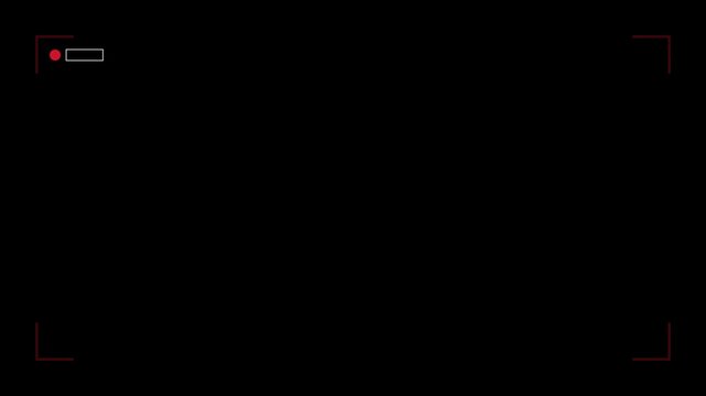 Digital camera recording overlay with red viewfinder frame and rec indicator animation 4k
