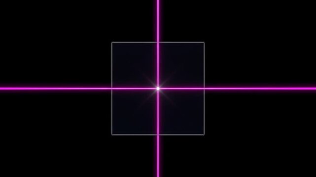 暗黒空間でビームスプリッターにより単一光子が直交分岐する、量子乱数生成を表した俯瞰CG映像