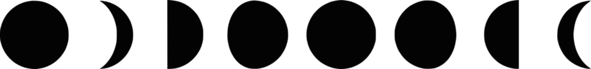 Moon phase row silhouettes vector icon set isolated © raccoontail