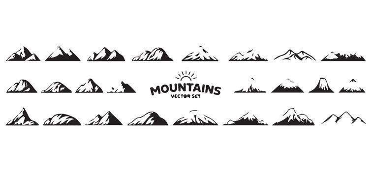Minimal Mountain Logo Collection - Outdoor Nature Adventure Vector Set vector illustrator eps10