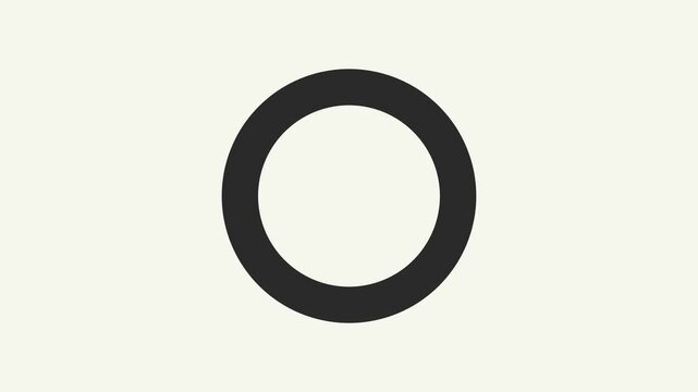 Minimalist 4k black circle animation on clean off-white background, shape motion