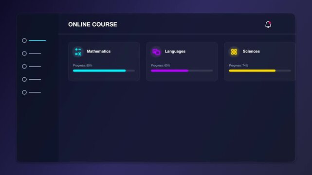 Digital learning dashboard with analytics and course progress tracking