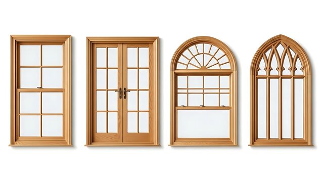 Elegant Wooden Window Designs Symmetrical Paned Arched Grid Styles for Homes