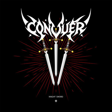 Conquer Gothic Typography with Fantasy Sword Vector Design